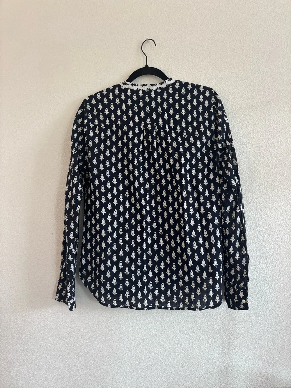 J.Crew black and white floral cotton blouse size 12